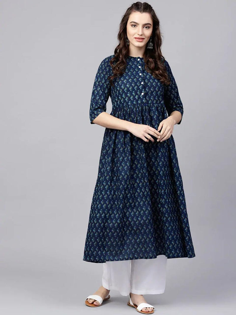 Elegant Cotton Printed Kurti Palazzo Set – Ethnic Wear for Women