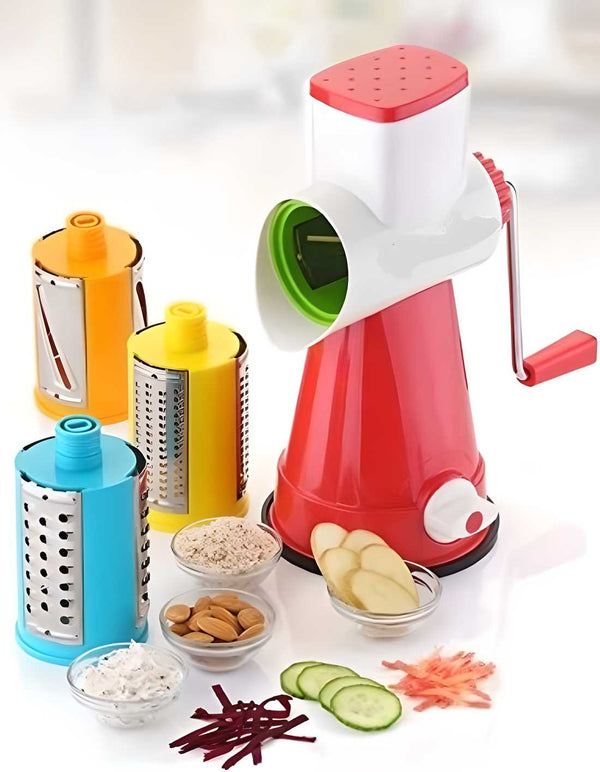 Multifunctional Rotary Grater & Slicer – 3-in-1 Manual Vegetable Cutter 🥕🥒🧀