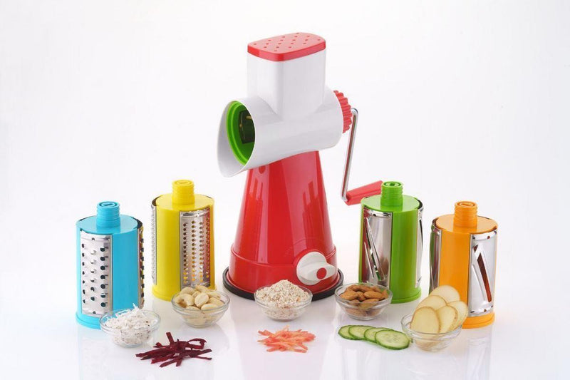 Stainless Steel Drum Grater Shredder Slicer 4 Pieces, For Kitchen, Food Grade Plastic