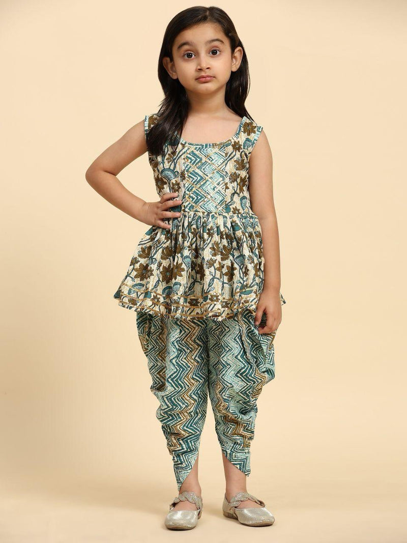 Girls' Ethnic Peplum Top & Dhoti Pant Set – Stylish & Comfortable