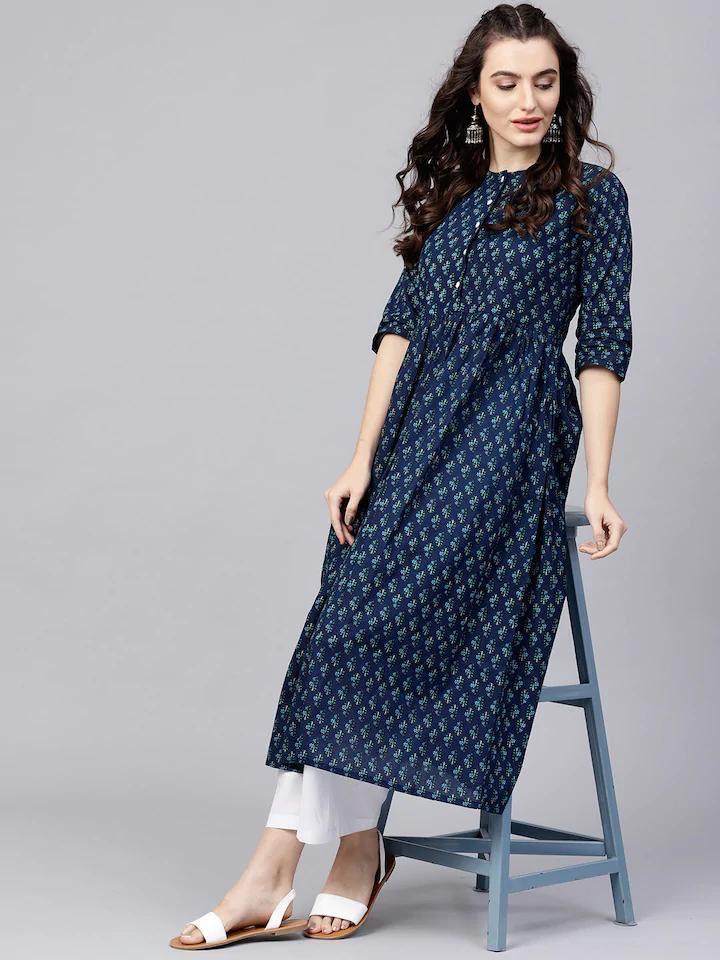 Elegant Cotton Printed Kurti Palazzo Set – Ethnic Wear for Women