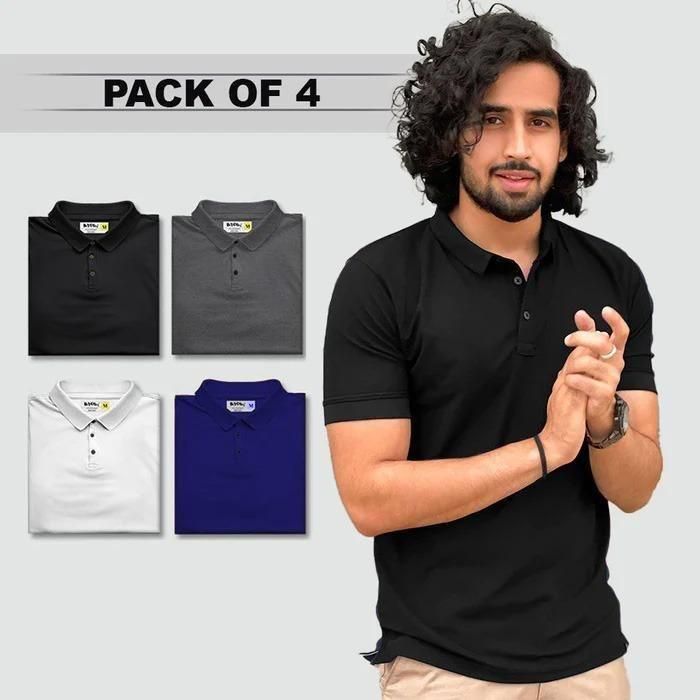 Men’s Classic Polo T-Shirt Pack of 4 – Premium Cotton, Stylish