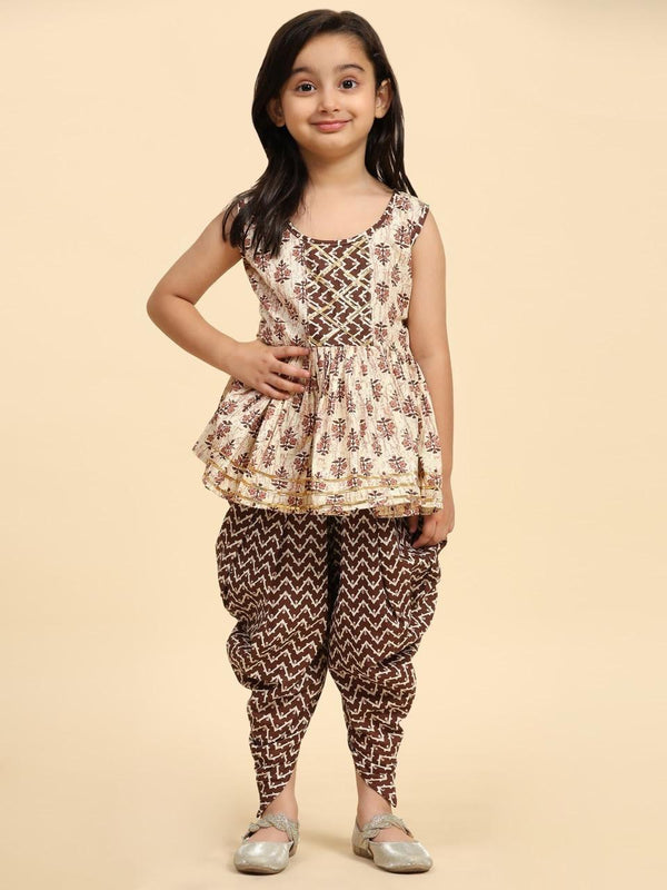 Girls' Ethnic Peplum Top & Dhoti Pant Set – Stylish & Comfortable