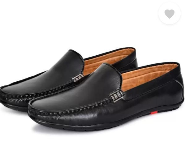 Black Synthetic Leather Casual Loafers For Men