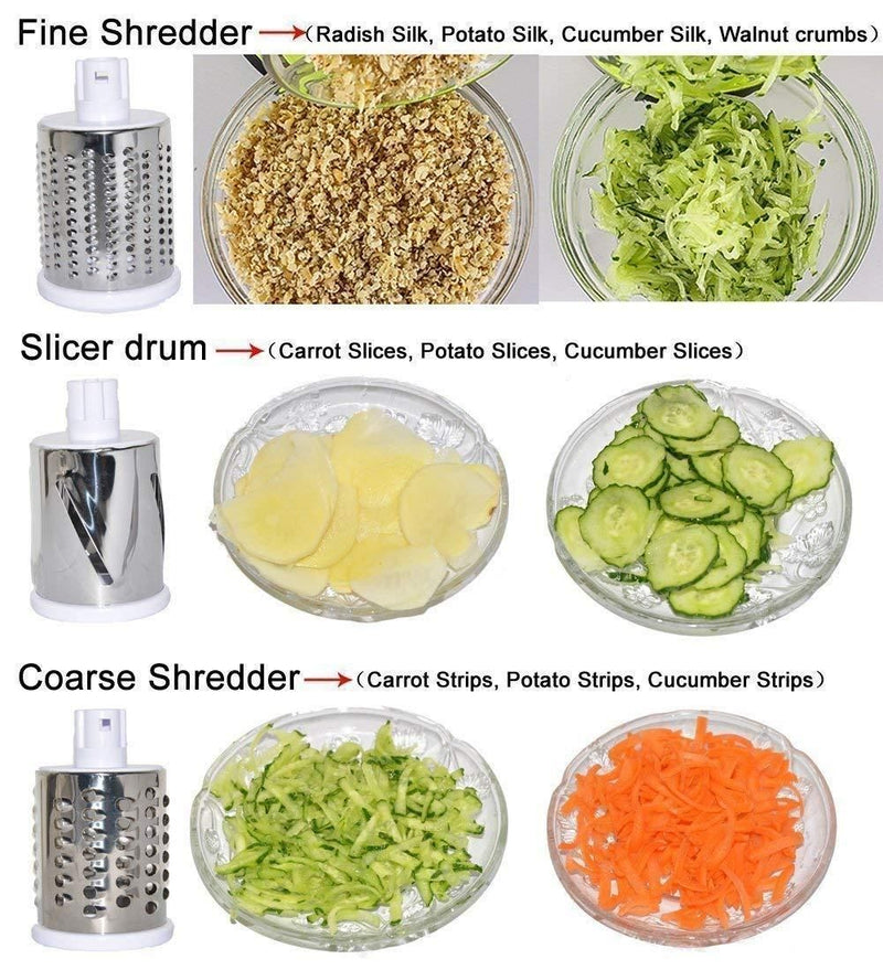 Stainless Steel Drum Grater Shredder Slicer 4 Pieces, For Kitchen, Food Grade Plastic