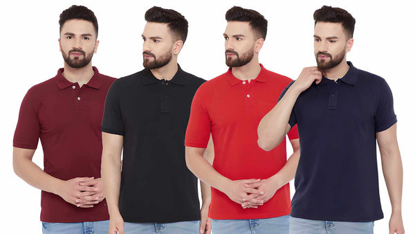 Men’s Classic Polo T-Shirt Combo - Set of 4 Colours