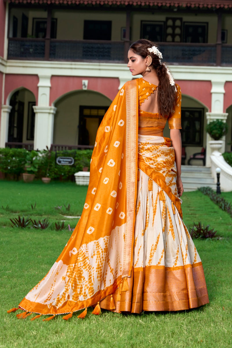 Shibori print Dola Silk lehenga-Elegance in every fold