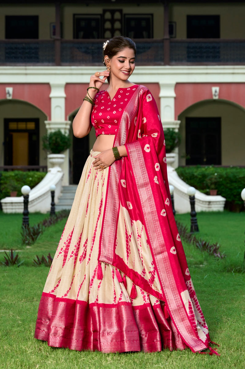 Shibori print Dola Silk lehenga-Elegance in every fold