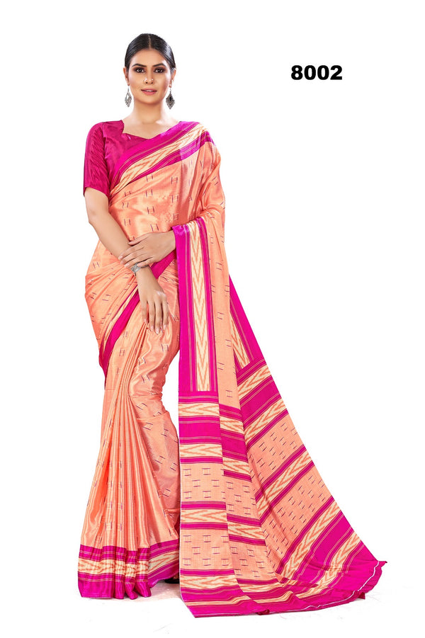 Charming Peach & Pink Crepe Silk Saree Traditional with a Modern Twist