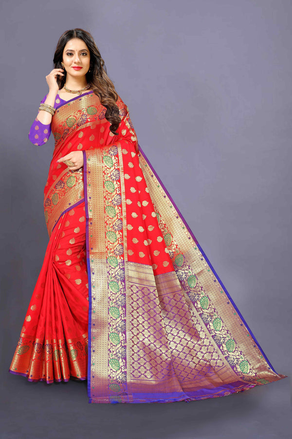 Soft silk saree with Zari weaving design