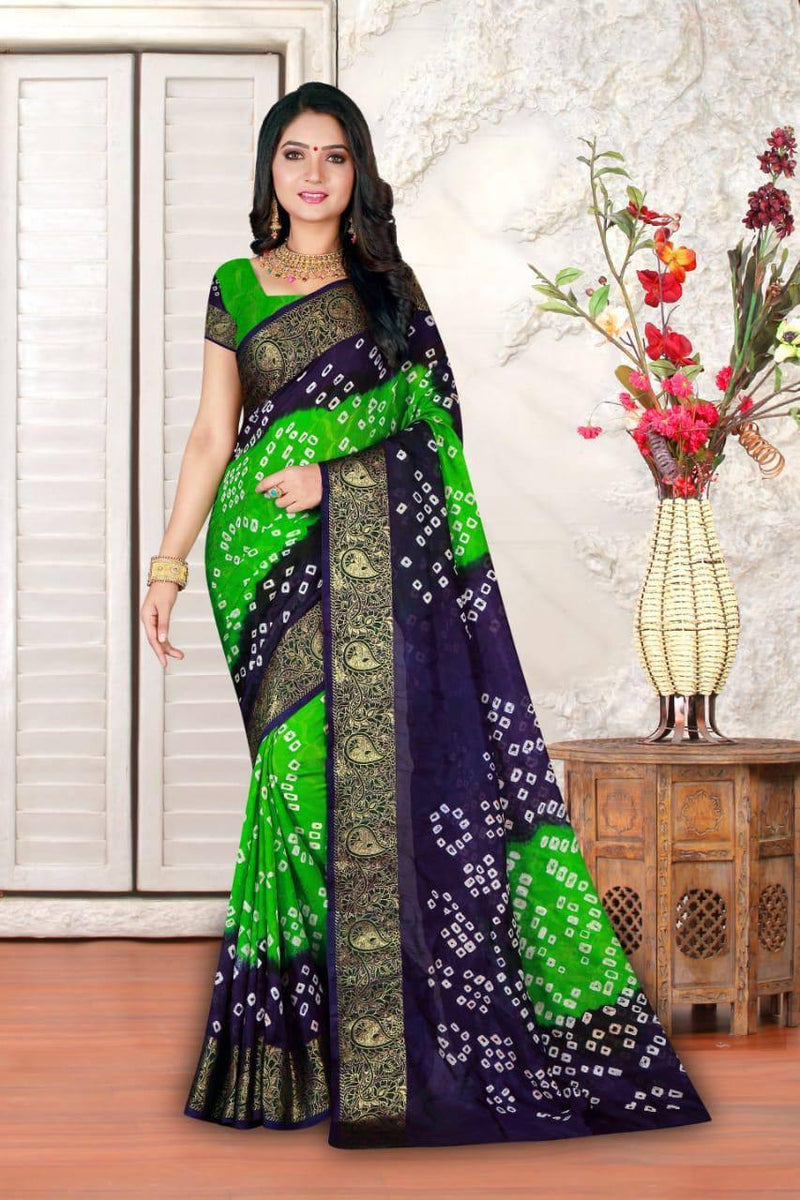 Art Silk With Zari Waving Bandhani Saree